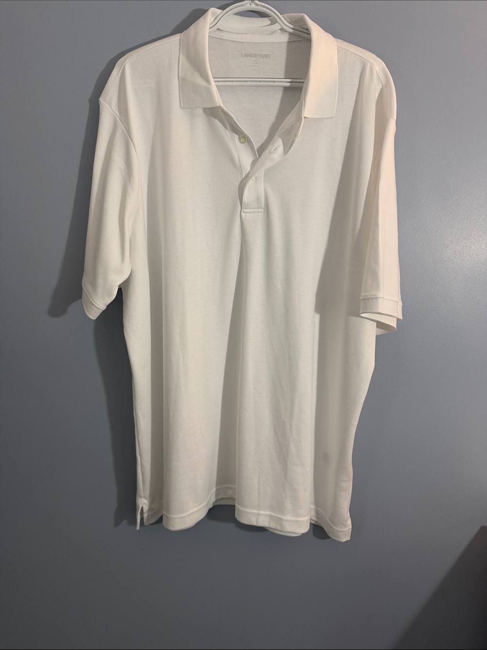 Lands' End Men's White Polo Shirt - Classic Short Sleeve SZ XL